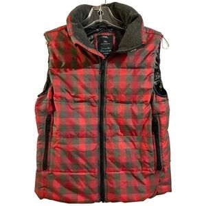 GAP Red and Grey Buffalo Plaid Women’s Vest XS